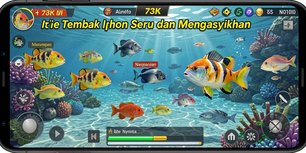 Gameplay Tembak Ikan seru di 73K dengan grafis menarik.