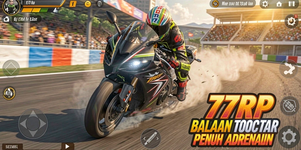 Gameplay seru dan mendebarkan dalam balapan motor.