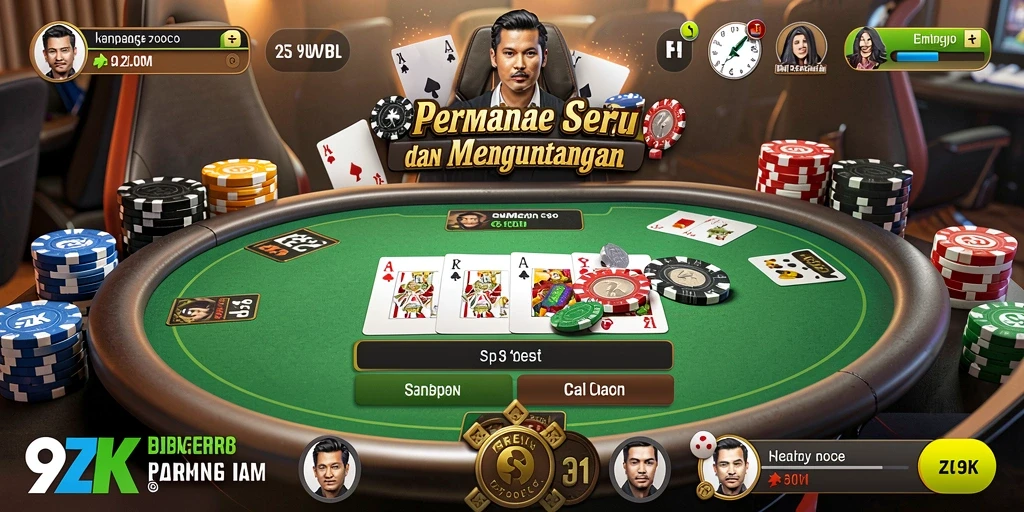Tampilan gameplay seru dalam aplikasi Poker 9ZK.