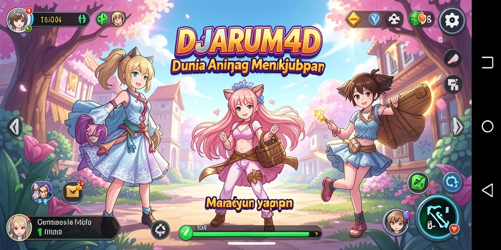 Tampilan gameplay <strong>DJARUM4D</strong> yang penuh warna dan karakter anime.