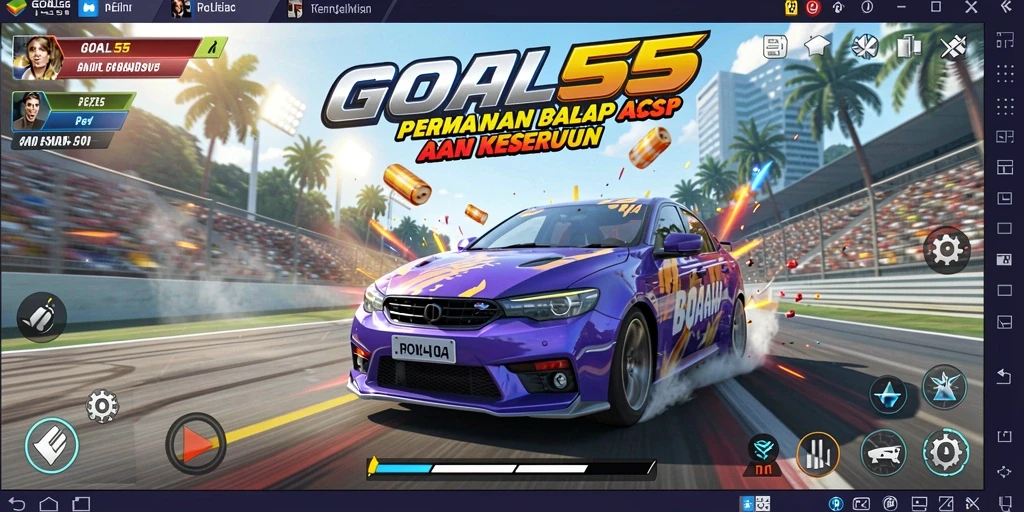 Tampilan gameplay balap yang mendebarkan di GOAL55.
