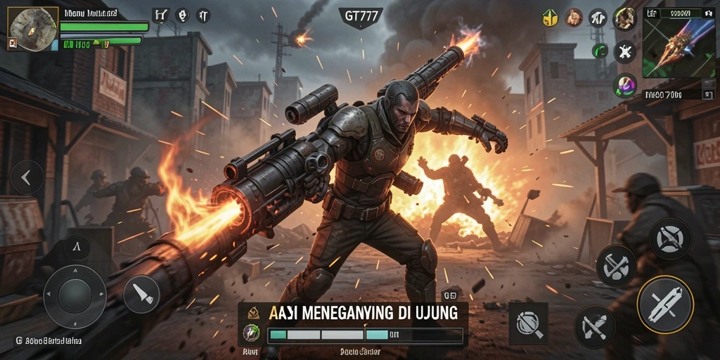 Tampilan aksi mendebarkan dalam gameplay GT777 yang intens.