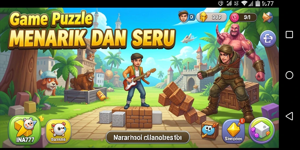 Screenshot gameplay puzzle yang menantang dan seru pada aplikasi INA777.