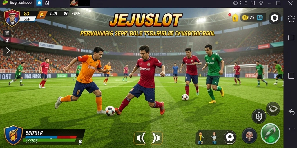 Tampilan gameplay seru dari JEJUSLOT dengan aksi sepak bola nyata.