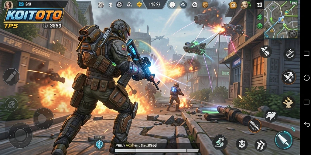 Tampilan gameplay seru dari KOITOTO yang penuh aksi TPS.
