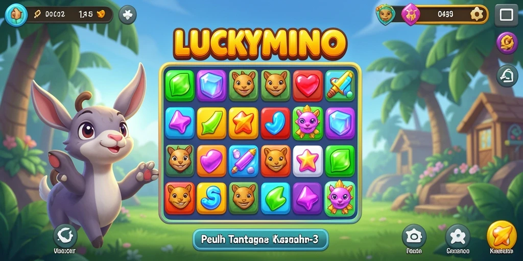 Tampilan gameplay LUCKYMINO yang menarik dalam permainan Match-3.