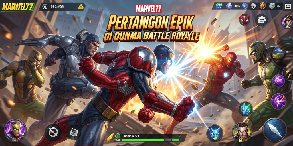 Tangkapan layar dari pertempuran seru di MARVEL77.