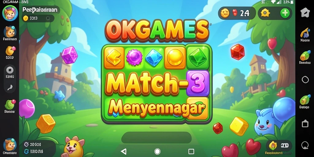 Screenshot gameplay menunjukkan aksi mencocokkan item dalam OKGAMES.