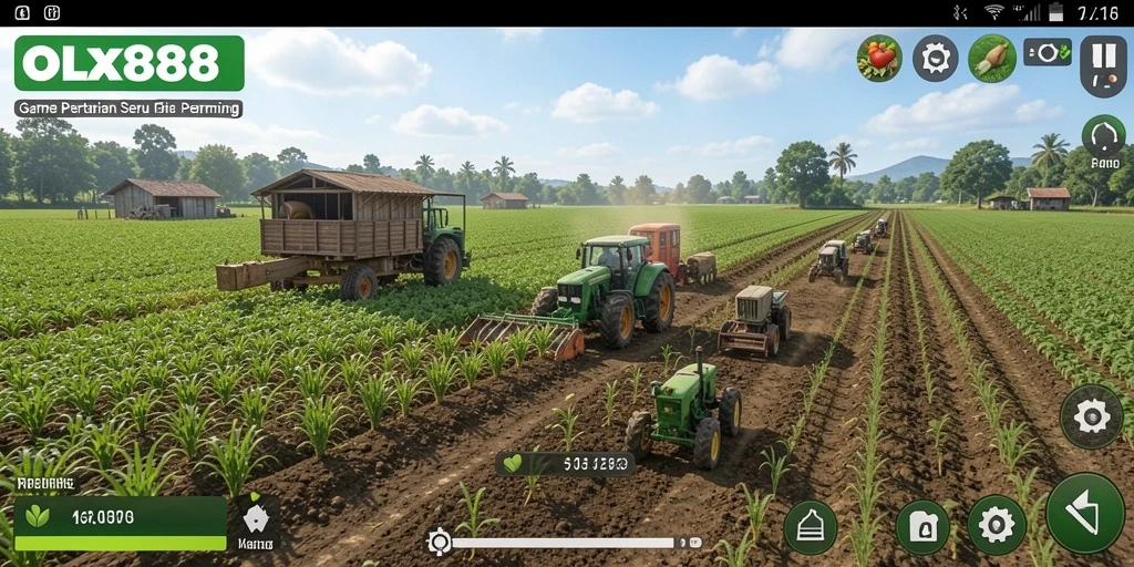 Tampilan gameplay seru di OLX888 dengan pertanian yang indah.