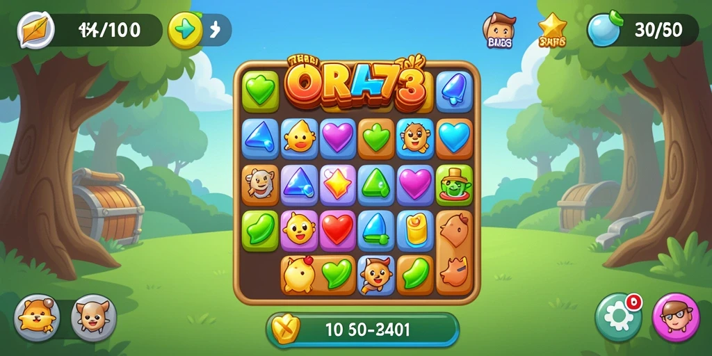 Gameplay seru dengan tantangan mencocokkan elemen Match-3.