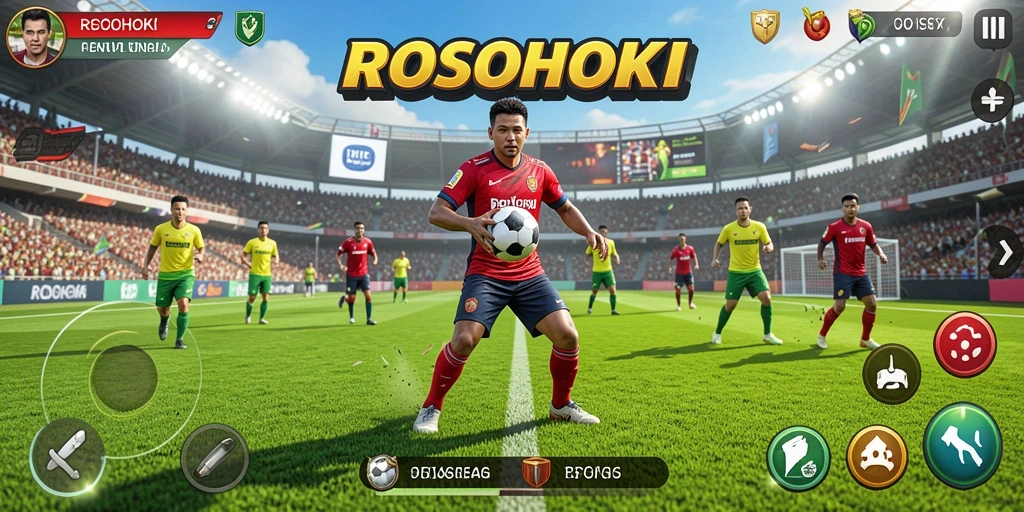 Screenshot menunjukkan aksi seru gameplay olahraga di ROSOHOKI.