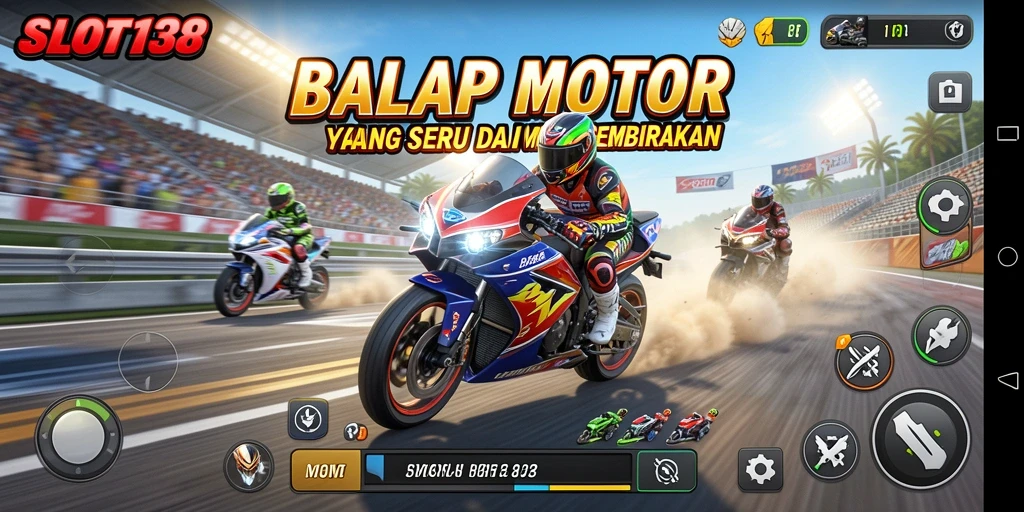Gameplay seru dengan balapan motor yang menegangkan.
