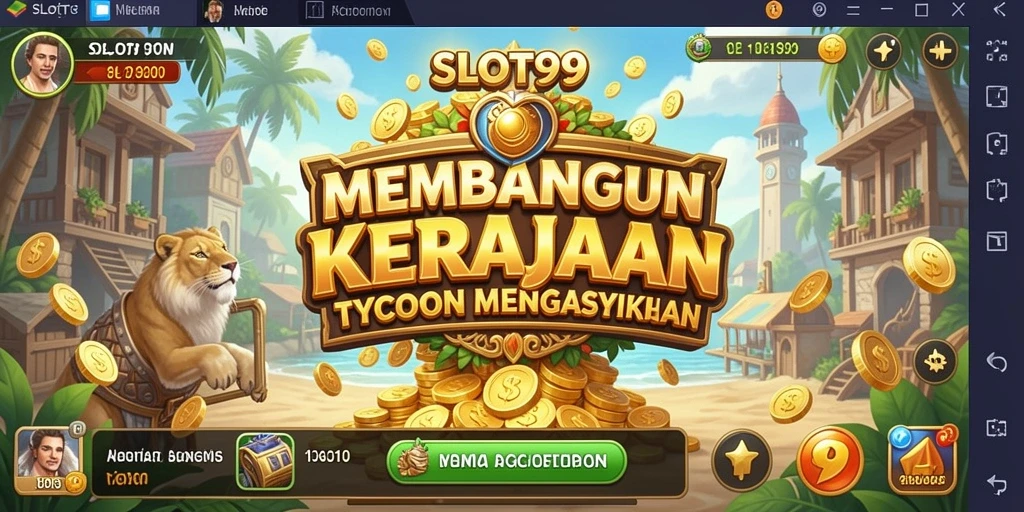 Screenshot gameplay SLOT99 menunjukkan aksi membangun kerajaan Tycoon.